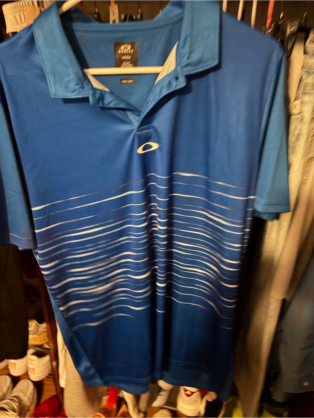 Oakley Men's Royal Blue Striped Performance Polo